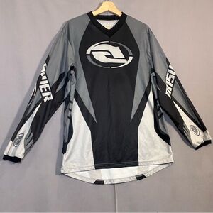 Answer Men's Sz L Black&Gray Riding Jersey BMX Motocross Motorcycle Racing